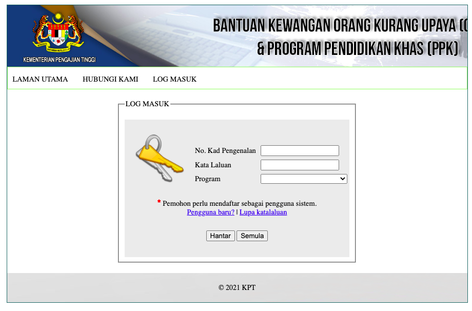 Permohonan Bantuan Kewangan Pelajar Orang Kurang Upaya (OKU) Di Institusi Pengajian Tinggi (IPT)
