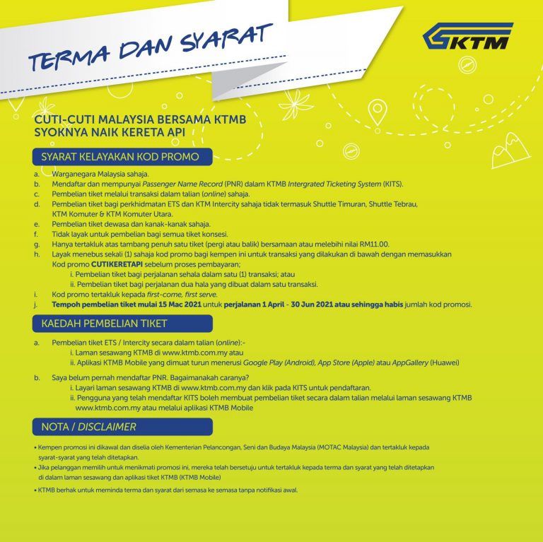 Syoknya Naik Kereta Api Cuti-Cuti Malaysia. Diskaun RM10 Sehingga 30 Jun 2021