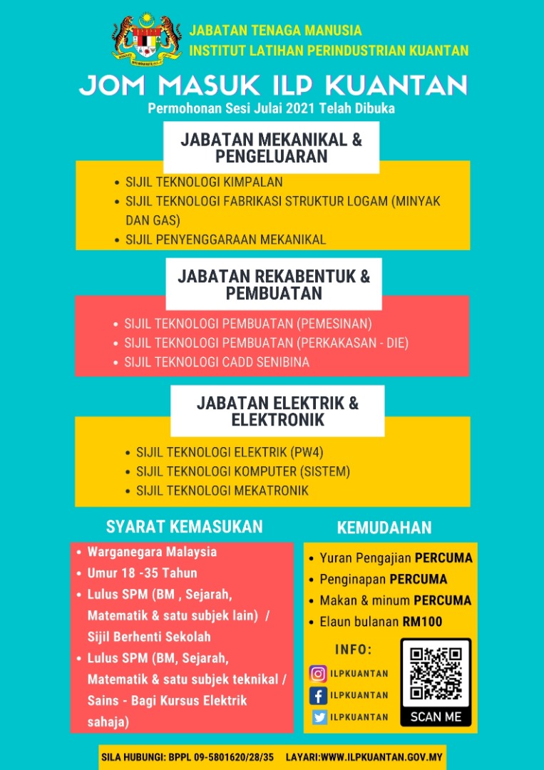 Pengambilan Pelajar Baru ILP Kuantan Sesi 2/2021. Mohon Disini