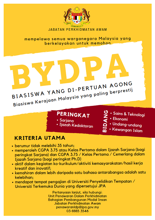 Semak Cara Mohon Biasiswa Yang Di-Pertuan Agong Tahun 2021 JPA Disini. Mohon Sebelum 9 April 2020