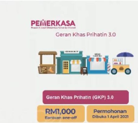 PEMERKASA GKP 3.0: Bantuan RM1,000 Dibuka Mulai 1 April 2021