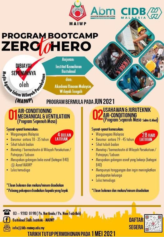 Cara Mohon Program Bootcamp Zero To Hero MAIWP Belia Asnaf Anjuran ABM & CIDB Malaysia. Cepat Daftar Sekarang! 