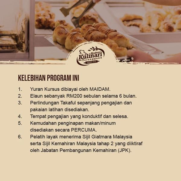 Cara Mohon Kursus Confectionary & Bakery SKM Tahap 2 Di Akademi Kulinari Terengganu