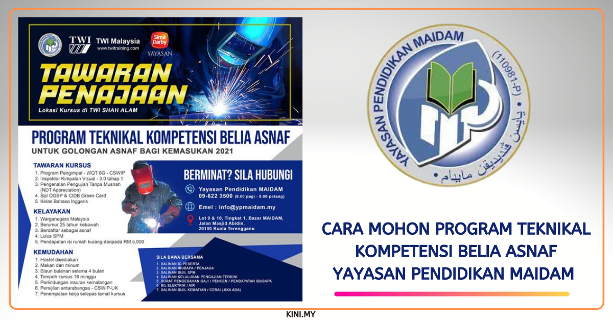 Cara Mohon Program Teknikal Kompetensi Belia Asnaf Yayasan Pendidikan MAIDAM
