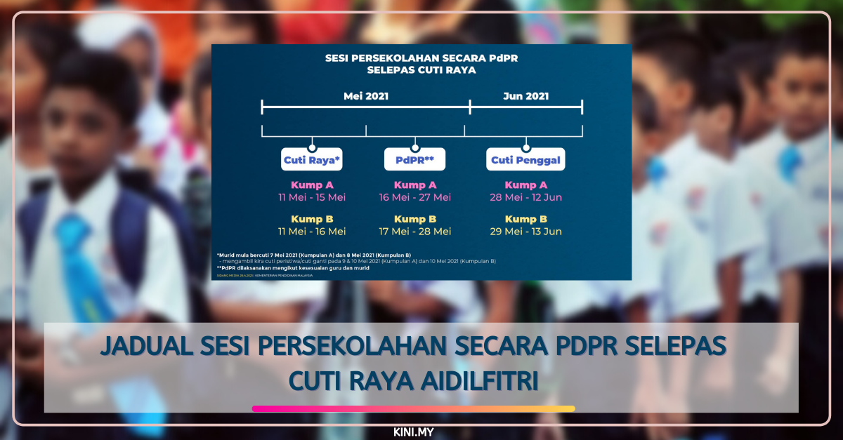 Jadual Sesi Persekolahan Secara PdPR Selepas Cuti Raya Aidilfitri