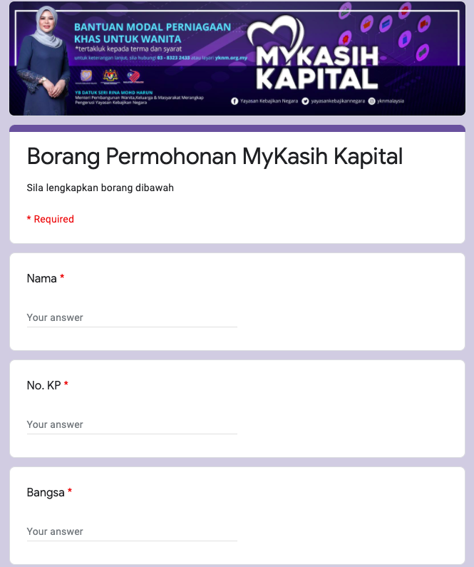 Cara Mohon Bantuan MyKasih Kapital Modal Perniagaan Untuk Wanita Sebanyak RM1,000