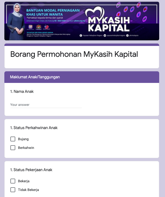 Cara Mohon Bantuan MyKasih Kapital Modal Perniagaan Untuk Wanita Sebanyak RM1,000