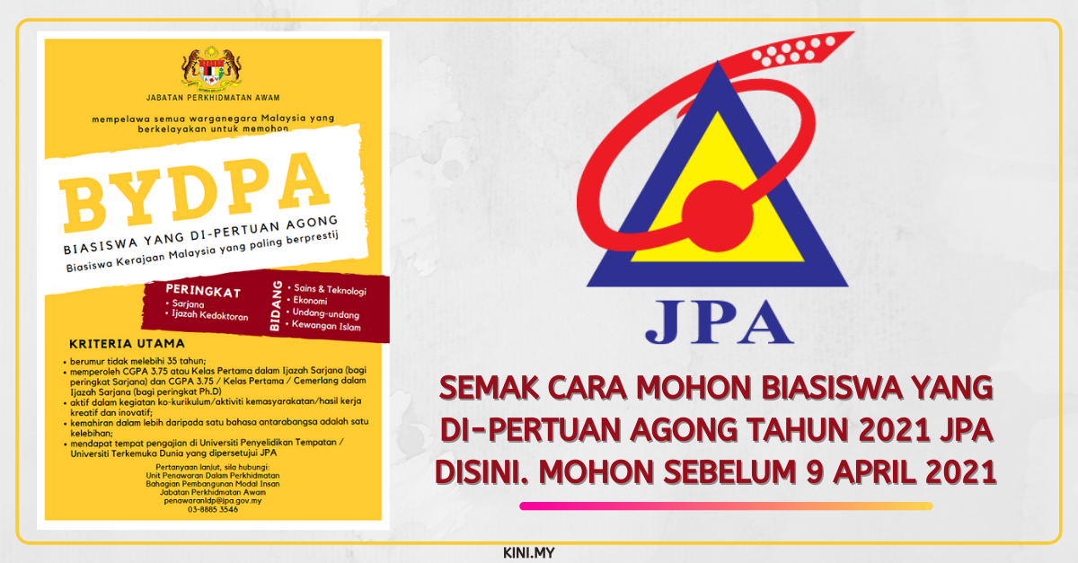 Semak Cara Mohon Biasiswa Yang Di-Pertuan Agong Tahun 2021 JPA Disini. Mohon Sebelum 9 April 2021