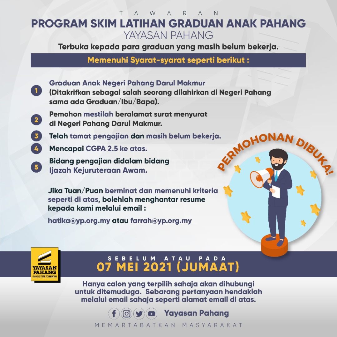 Cara Mohon Program Skim Latihan Graduan Anak Pahang. Semak Syarat Kelayakan Disini
