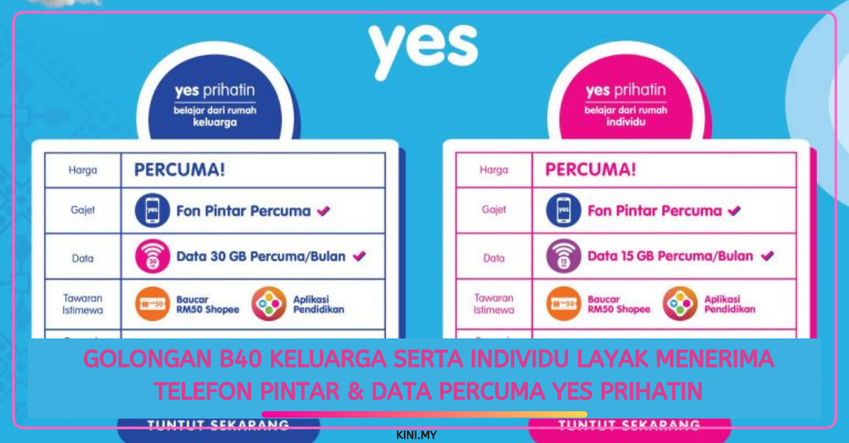 Golongan B40 Keluarga Serta Individu Layak Menerima Telefon Pintar & Data Percuma YES Prihatin