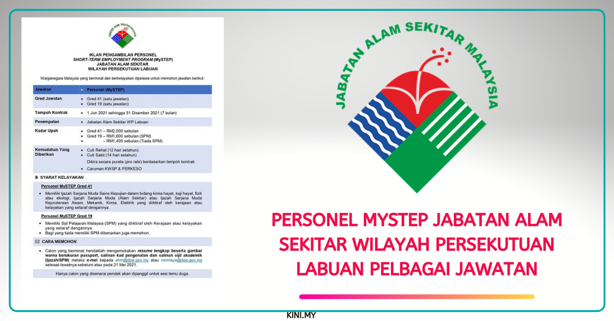 Personel MyStep Jabatan Alam Sekitar Wilayah Persekutuan Labuan Pelbagai Jawatan