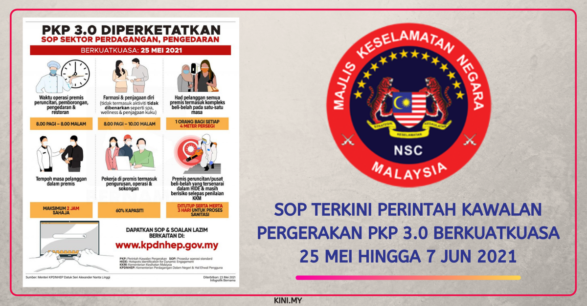 SOP Terkini Perintah Kawalan Pergerakan PKP 3.0 Berkuatkuasa 25 Mei Hingga 7 Jun 2021