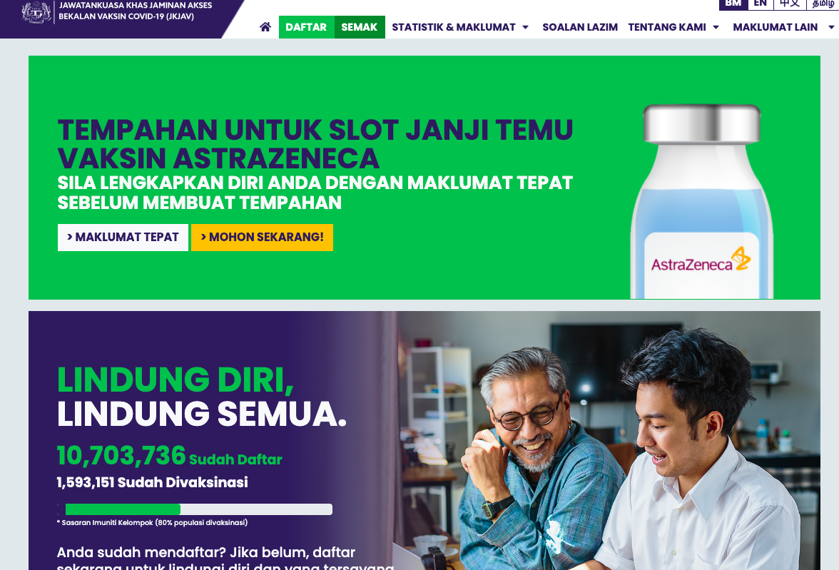 Prosedur Temujanji Vaksinasi Yang Perlu Ada Patuhi Sepanjang PKP 3.0