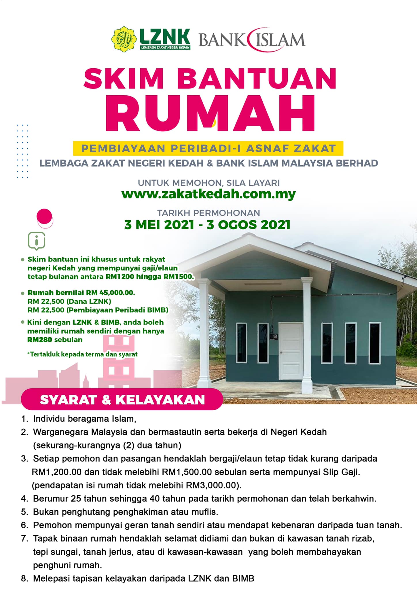 Serendah RM280, Skim Bantuan Rumah Lembaga Zakat Negeri Kedah (LZNK) & BIMB