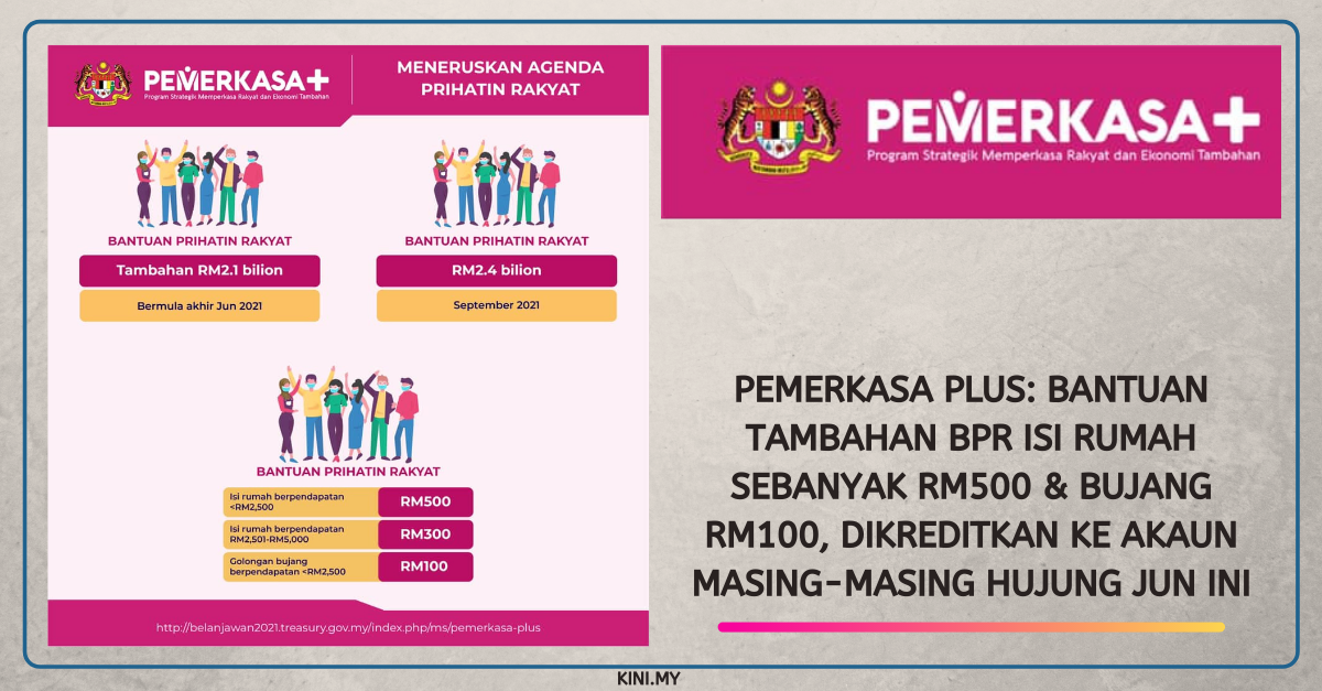 PEMERKASA PLUS: Bantuan Tambahan BPR Isi Rumah Sebanyak RM500 & Bujang RM100, Dikreditkan Ke Akaun Masing-Masing Hujung Jun Ini