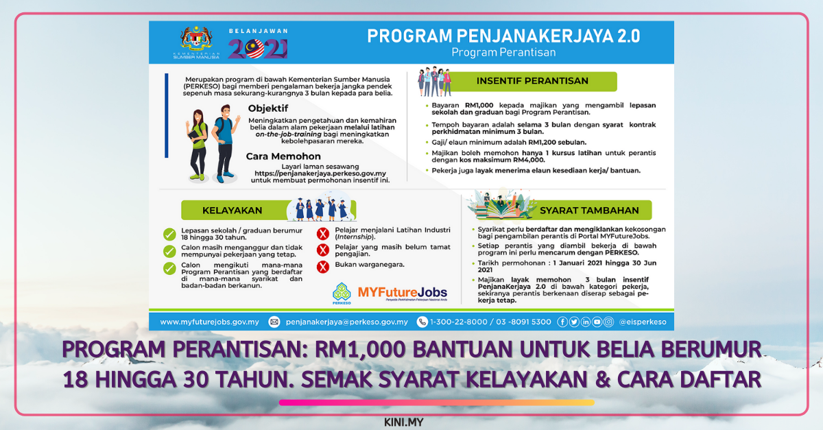 Program Perantisan: RM1,000 Bantuan Untuk Belia Berumur 18 Hingga 30 Tahun. Semak Syarat Kelayakan & Cara Daftar
