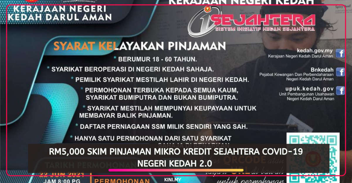 RM5,000 Skim Pinjaman Mikro Kredit Sejahtera Covid-19 Negeri Kedah 2.0 Secara Online. Ini Syarat Permohonan