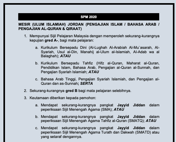 Tawaran Penajaan Biasiswa & Dermasiswa JAIS Untuk Lepasan SPM/STAM Bagi Pengajian Ke Timur Tengah. Mohon Sebelum 14 Julai 2021
