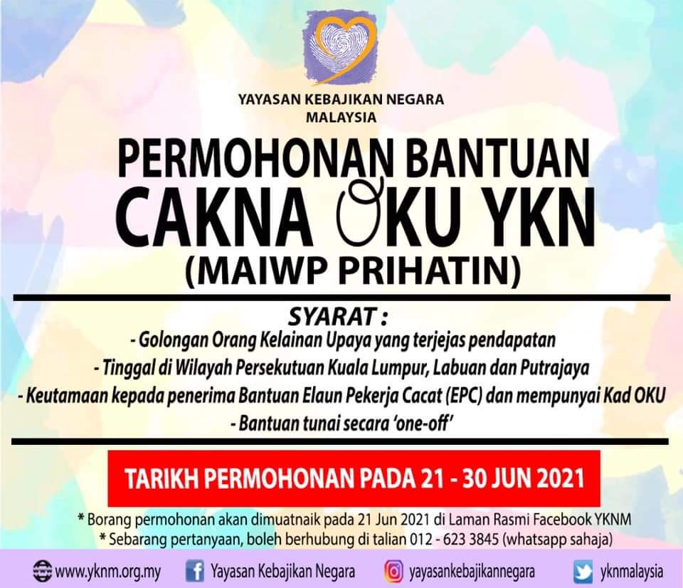 Cara Mohon RM500 One-Off Bantuan Cakna OKU YKN (MAIWP Prihatin). Pelbagai Bangsa & Bukan Islam Boleh Mohon