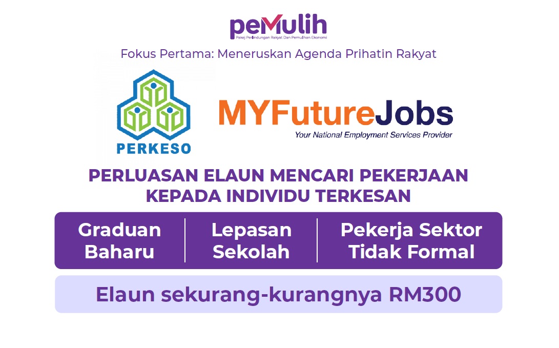 RM300 Elaun Mencari Pekerjaan Untuk Pencari Kerja Graduan, Lepasan Sekolah & Pekerja Sektor Tidak Formal. Daftar Di MyFutureJobs Dahulu!