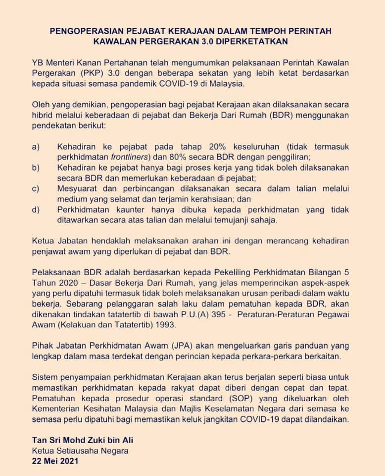 4 Pendekatan Pengoperasian Pejabat Kerajaan Sepanjang Tempoh PKP 3.0 Yang Wajib Penjawat Awam Tahu