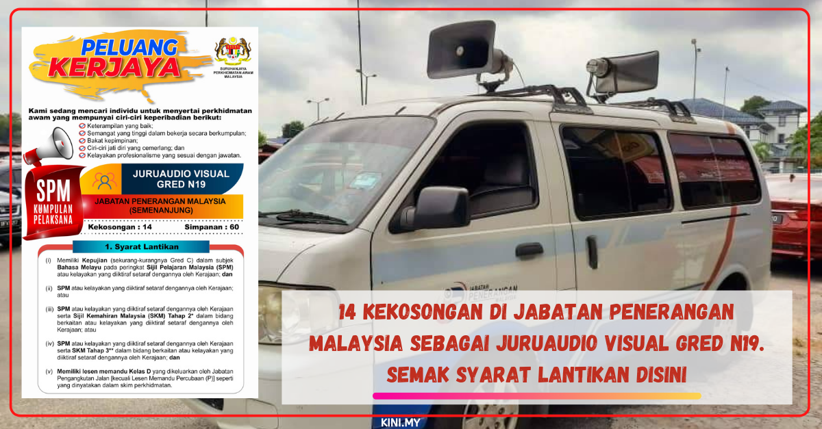 14 Kekosongan Di Jabatan Penerangan Malaysia Sebagai JuruAudio Visual Gred N19. Semak Syarat Lantikan Disini