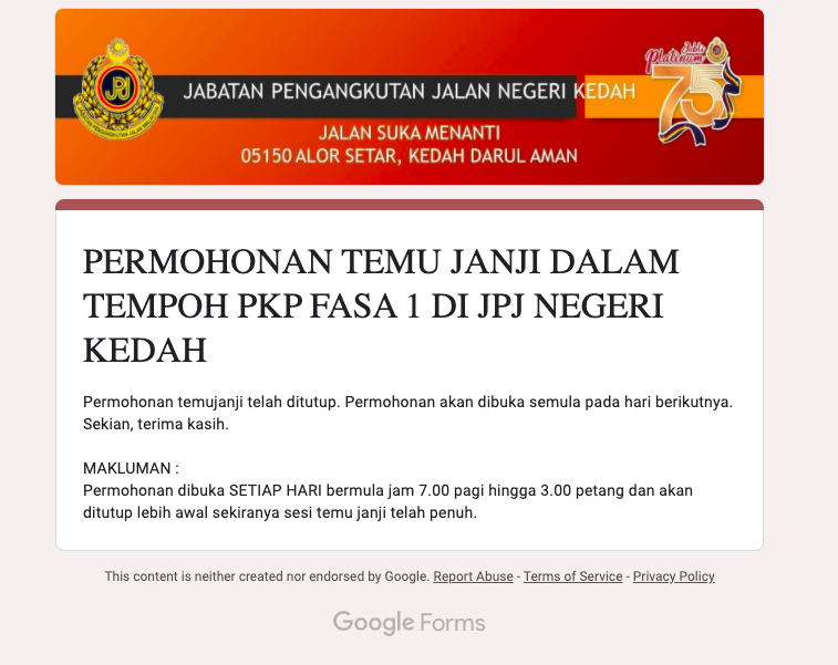 Cara Buat Temujanji JPJ & Perkhidmatan Kaunter APAD, PUSPAKOM, LPKP Juga Telah Dibuka