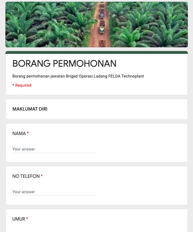 Cara Mohon Briged Operasi Ladang, Inisiatif FELDA Kepada Generasi Baru Dalam Perladangan