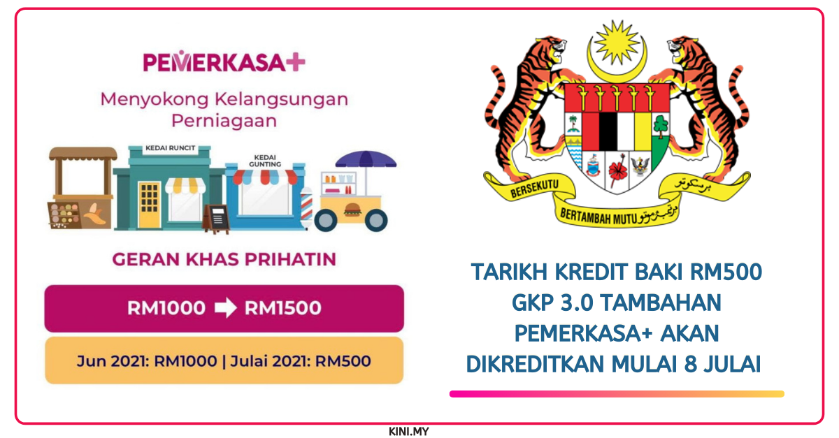 Tarikh Kredit Baki RM500 GKP 3.0 Tambahan PEMERKASA+ Akan Dikreditkan Mulai 8 Julai