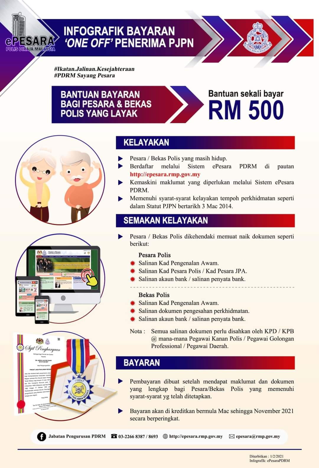 Bayaran Fasa Kedua 'One Off' RM500 Pingat Jasa Pahlawan Negara, Semak Tarikh Bayaran Disini