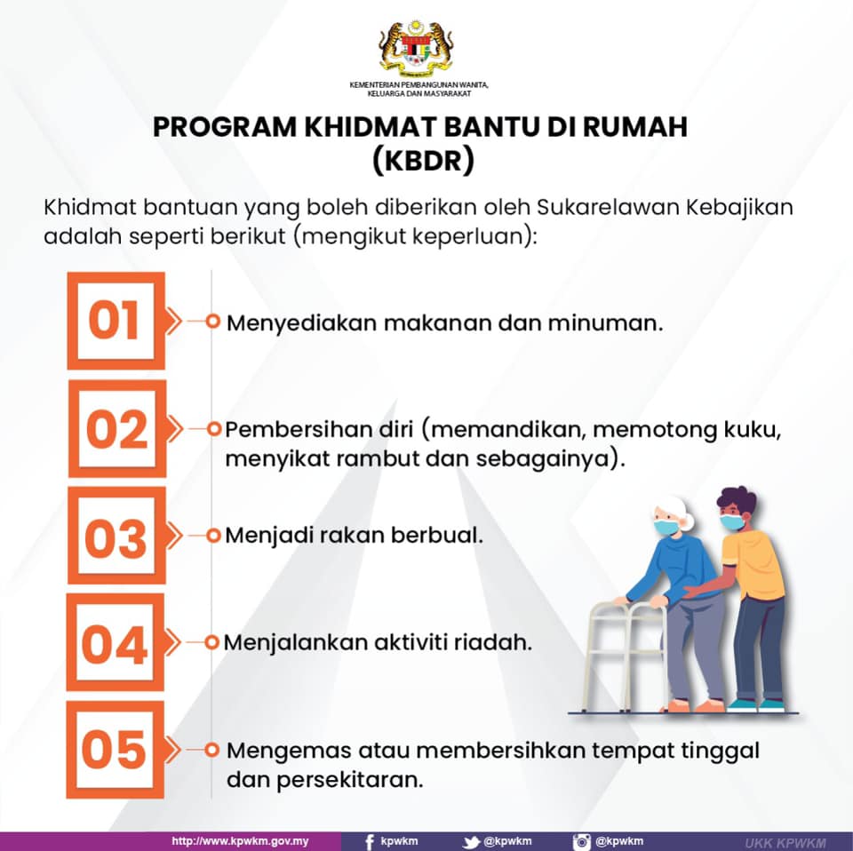 Program Khidmat Bantu Di Rumah (KBDR) Jabatan Kemajuan Masyarakat Untuk Warga Emas & Orang Kurang Upaya (OKU). Ini Senarai Aktiviti