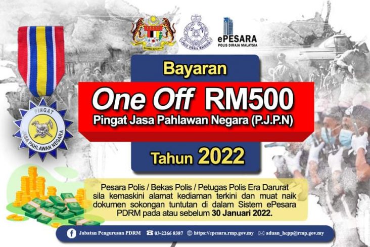 Bayaran Fasa Kedua 'One Off' RM500 Pingat Jasa Pahlawan Negara, Semak Tarikh Bayaran Disini