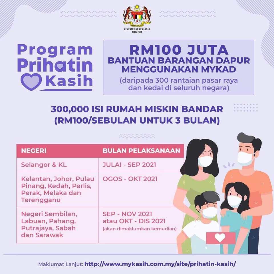 Nak Tahu Bulan Pelaksanaan Program Prihatin Kasih RM100 Selama 3 Bulan Mengikut Negeri? Semak Disini Je!
