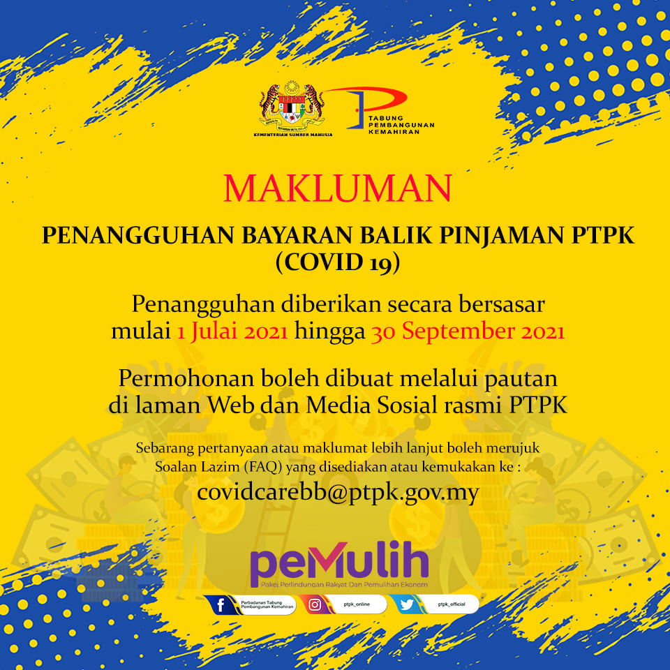 Cara Mohon Penangguhan Bayaran Balik Pinjaman PTPK Covid-19 Secara Online. Semak Cara Mohon Disini