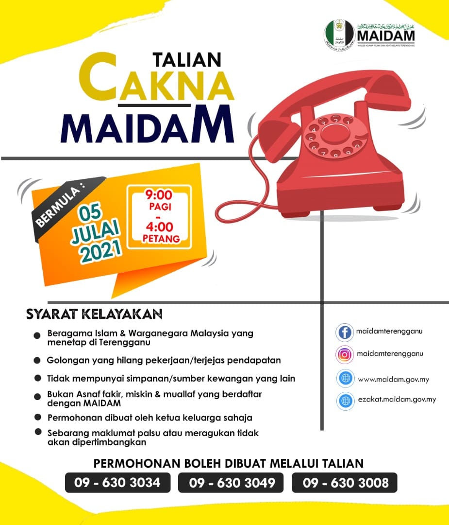 Hilang Kerja, Tak Ada Simpanan? Ini Cara Mohon Talian Cakna MAIDAM Terengganu