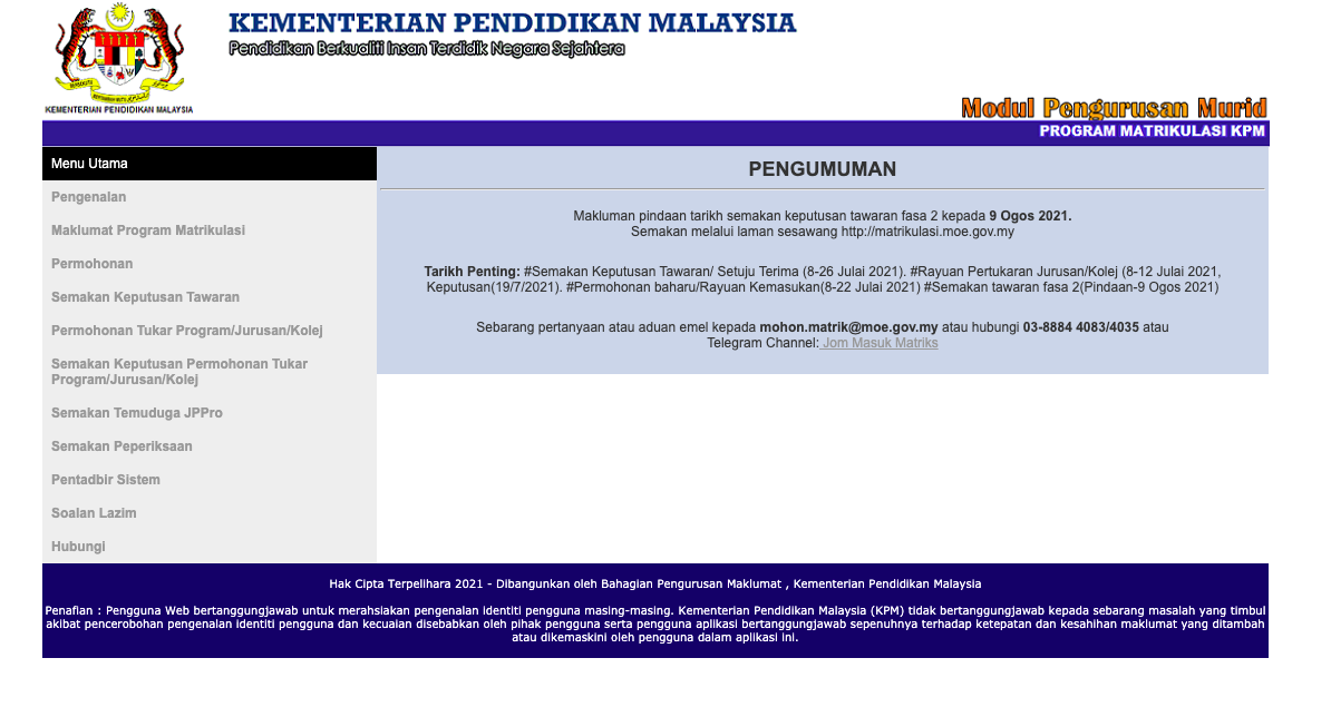 Tarikh Terkini Keputusan Calon Jaya Rayuan Ke Program Matrikulasi KPM Ditunda. Ini Tarikh Baru Untuk Semakan