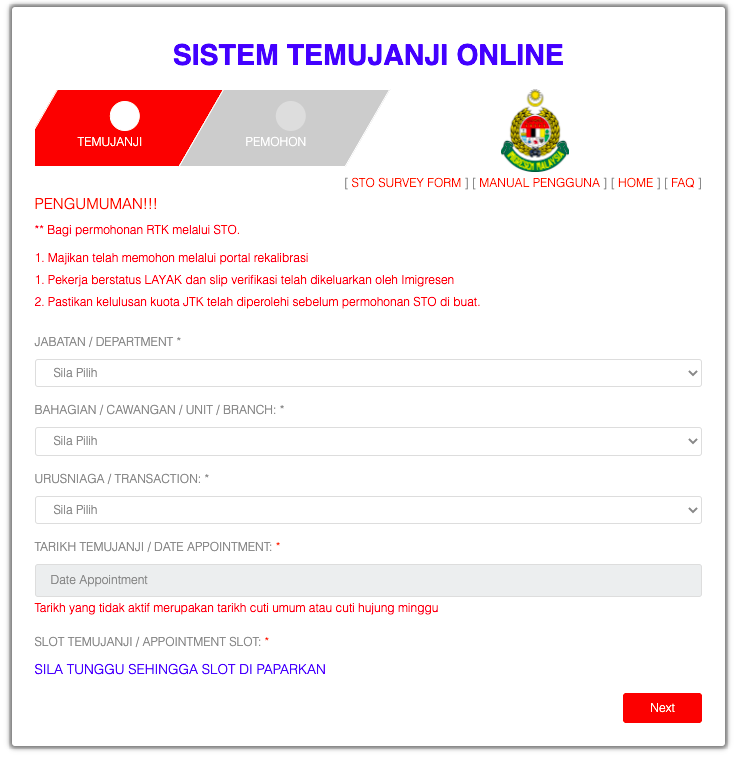 Cara Membuat Temujanji Online Jabatan Imigresen Malaysia (JIM) Melalui Sistem Temujanji Online (STO) 