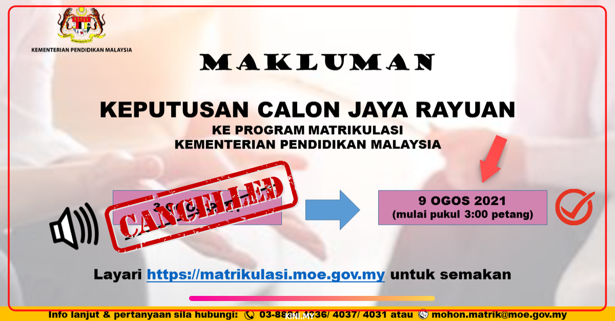 Tarikh Terkini Keputusan Calon Jaya Rayuan Ke Program Matrikulasi KPM Ditunda. Ini Tarikh Baru Untuk Semakan