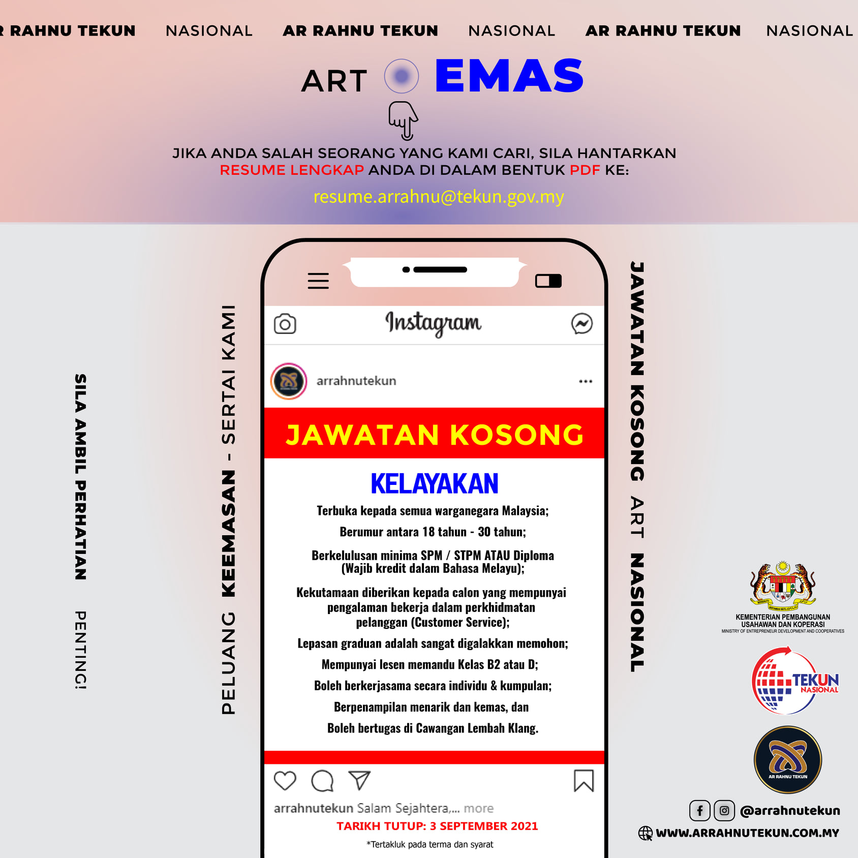 [Jawatan Kosong] Berminat Untuk Bekerja Sebagai Penaksir Ar Rahnu TEKUN. Hantar Resume Melalui Emel Sahaja!