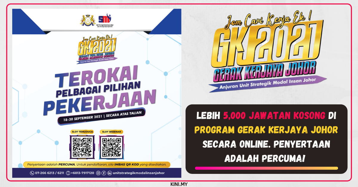 Lebih 5,000 Jawatan Kosong Di Program Gerak Kerjaya Johor Secara Online. Penyertaan Adalah Percuma!