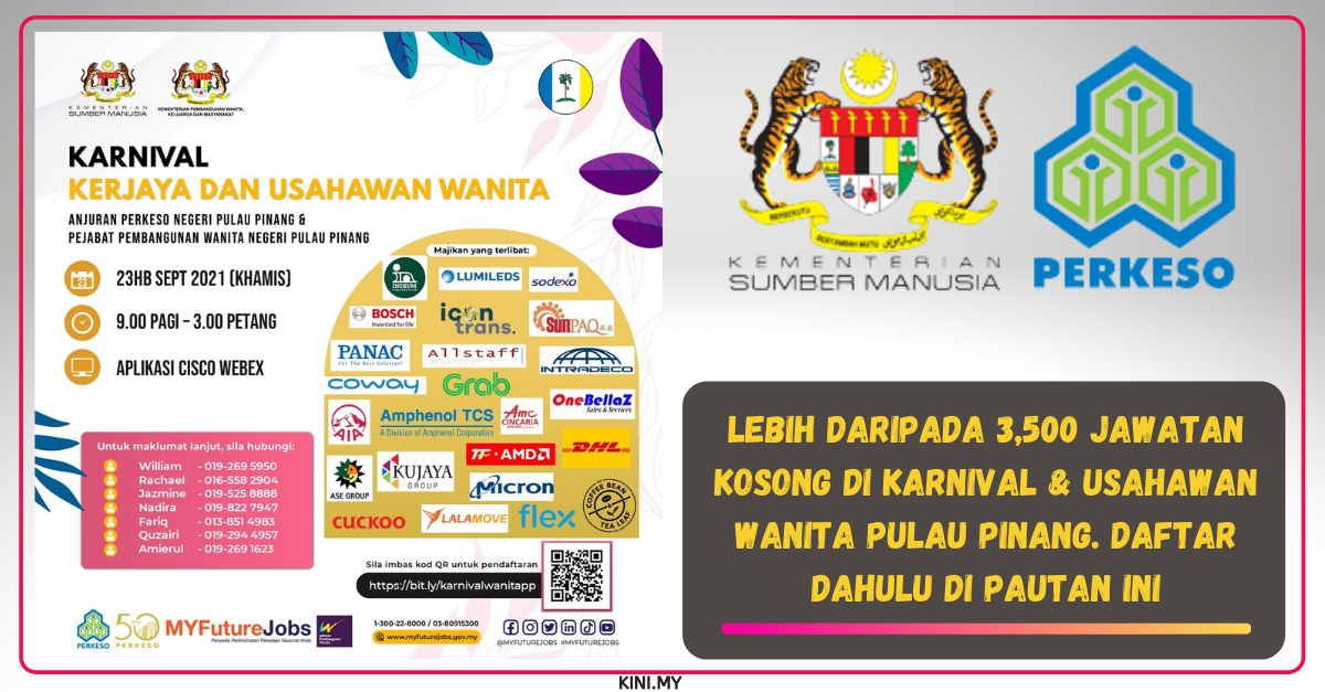 Lebih Daripada 3,500 Jawatan Kosong Di Karnival & Usahawan Wanita Pulau Pinang. Daftar Dahulu Di Pautan Ini