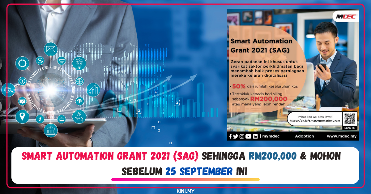 Smart Automation Grant 2021 (SAG) Sehingga RM200,000 & Mohon  Sebelum 25 September Ini