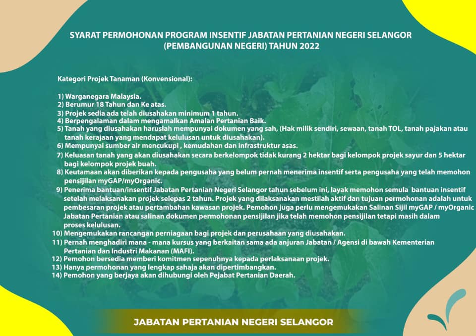 Syarat Mohon Projek Pembangunan Pertanian Negeri Selangor 2022. Imbas QR Code Untuk Dapatkan Borang 