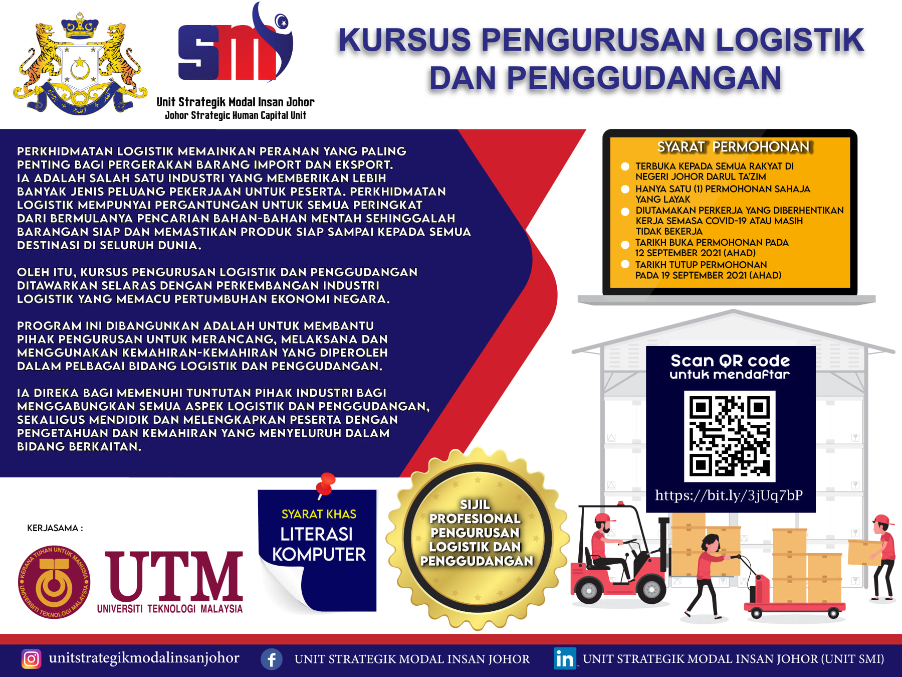 4 Kursus Kemahiran Percuma UTM Untuk Graduan & Golongan Terjejas Dari Unit Strategik Modal Insan Johor. Klik Sini Untuk Daftar