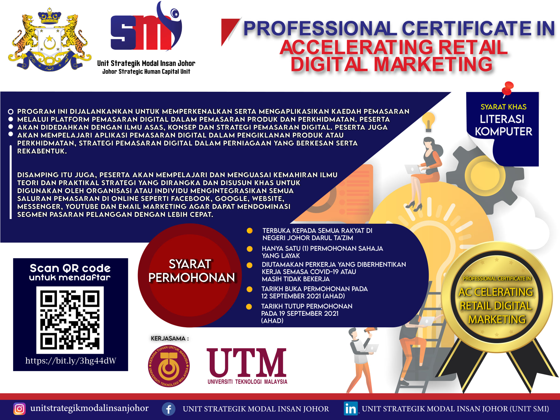 4 Kursus Kemahiran Percuma UTM Untuk Graduan & Golongan Terjejas Dari Unit Strategik Modal Insan Johor. Klik Sini Untuk Daftar