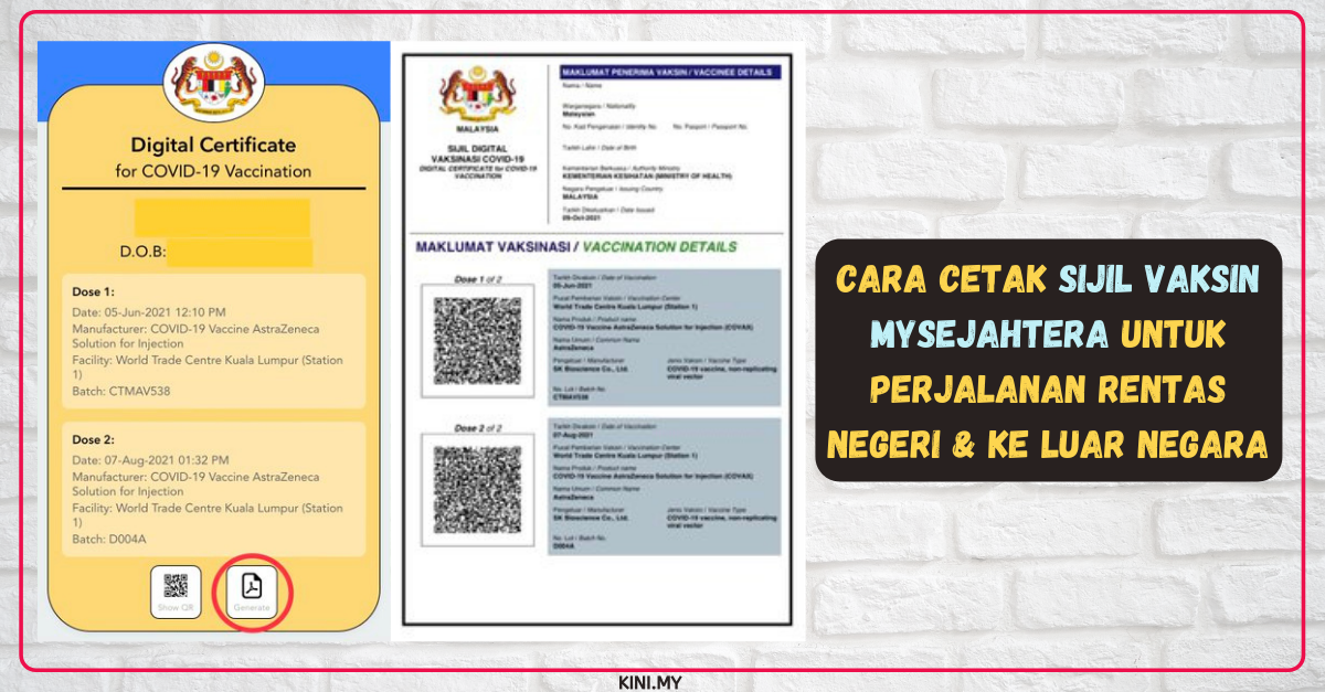 Cara Cetak Sijil Vaksin MySejahtera Untuk Perjalanan Rentas Negeri & Ke Luar Negara