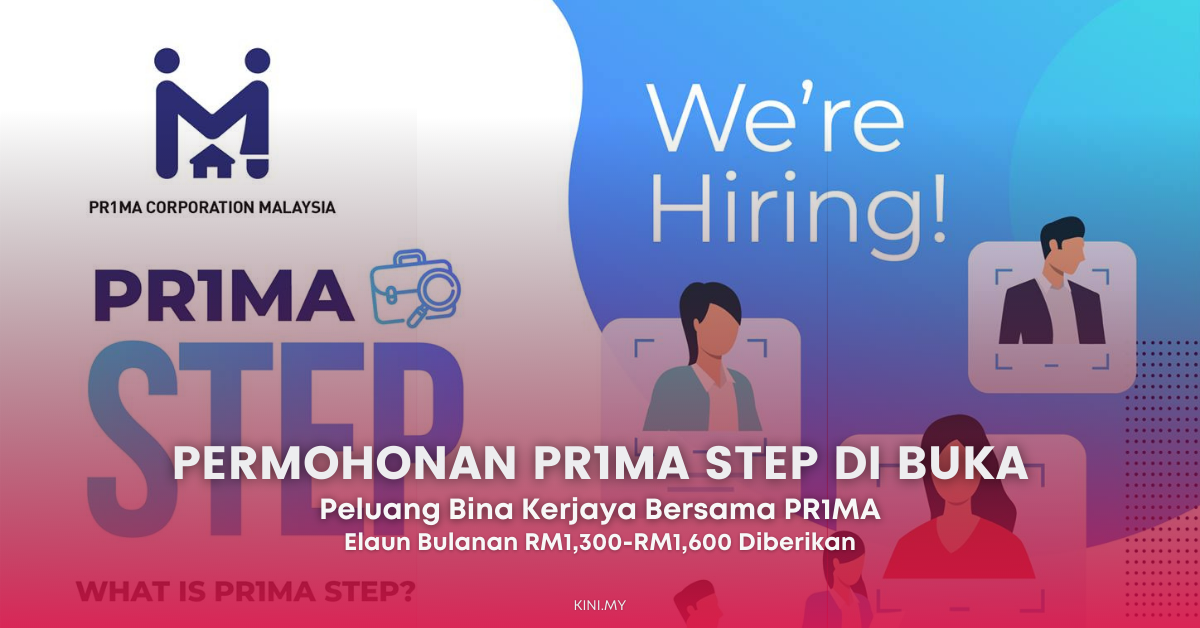 Permohonan PR1MA STEP Di Buka, Peluang Bina Kerjaya Bersama PR1MA. Elaun Bulanan RM1300 - RM1600 Diberikan