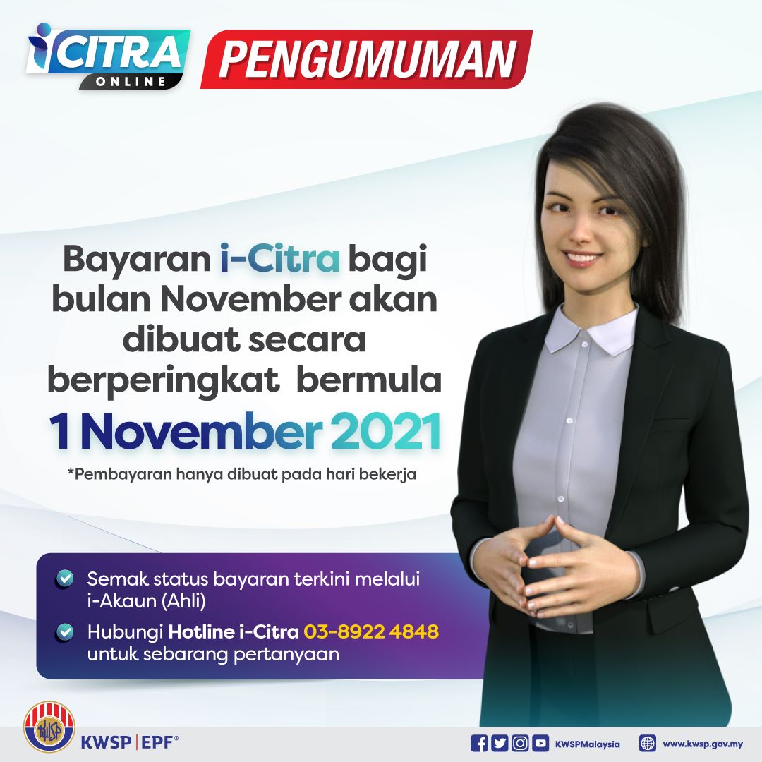 Tarikh Bayaran i-Sinar & i-Citra Bulan November. Bayaran Secara Berperingkat Ke Akuan Penerima