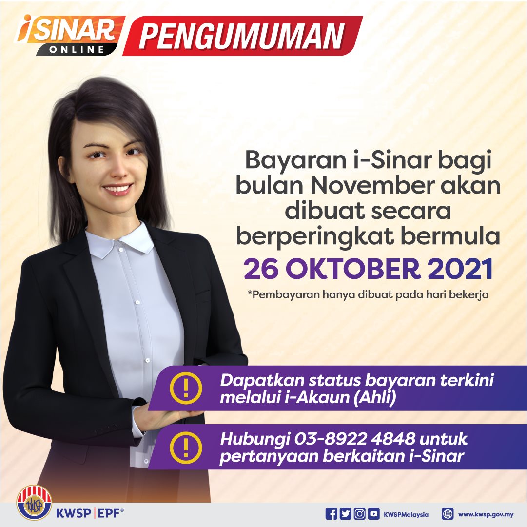 Tarikh Bayaran i-Sinar & i-Citra Bulan November. Bayaran Secara Berperingkat Ke Akuan Penerima