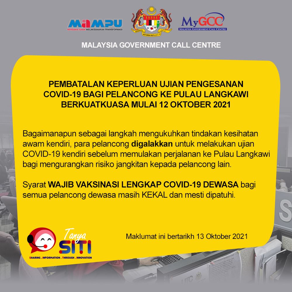 Tak Perlu Buat Ujian Pengesanan Covid-19 Kalau Nak Ke Langkawi